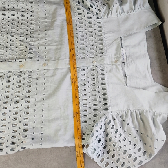 Calypso St. Barth Eyelet Top Womens Large Light Blue Flutter Sleeve Vacation - Picture 10 of 11